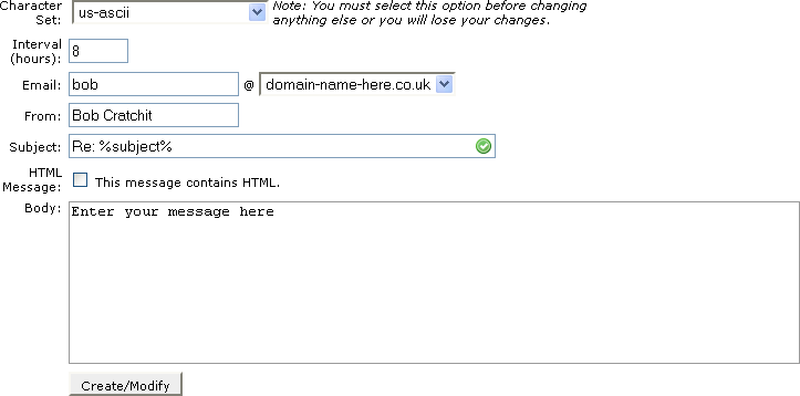 Editing an autoresponder